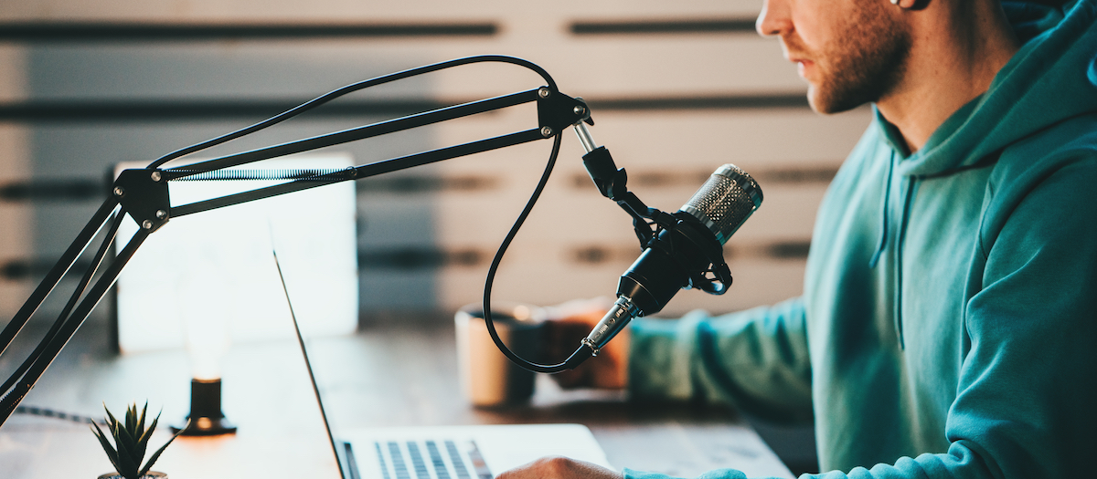 Man recording podcasts