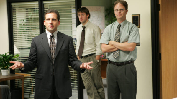 Steve Carell, John Krasinski, and Rainn Wilson in 'The Office'