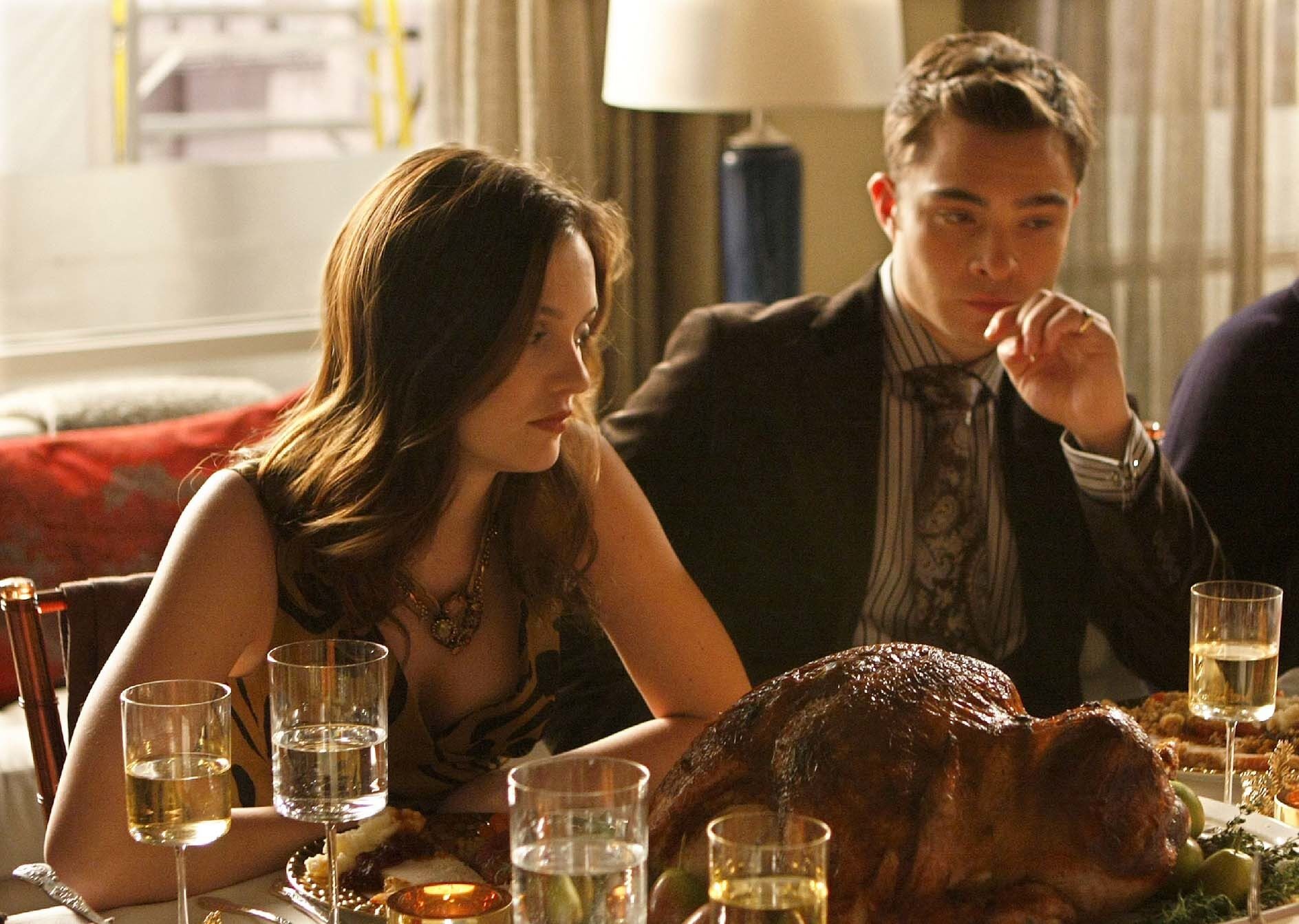 Leighton Meester and Ed Westwick in a Thanksgiving episode of 'Gossip Girl'