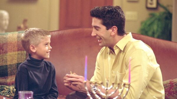 Cole Sprouse and David Schwimmer in the Hanukkah episode of 'Friends'