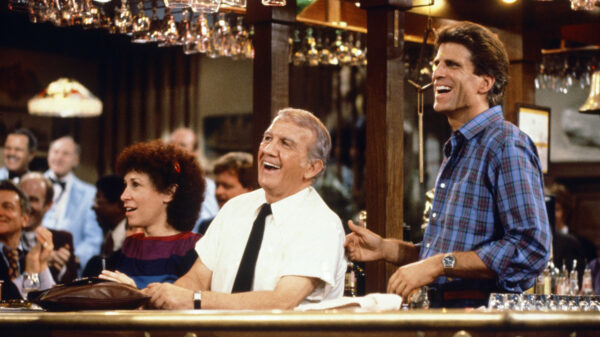 Rhea Perlman, Nicholas Colasanto, and Ted Danson in the old comedy series 'Hulu'