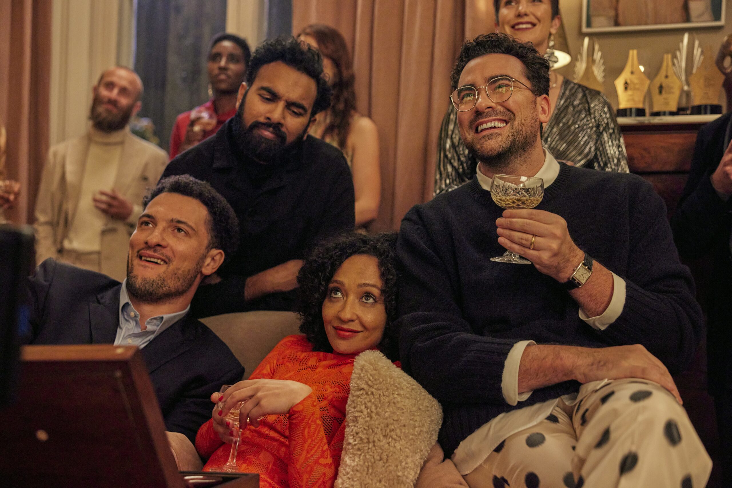 Jamael Westman, Himesh Patel, Ruth Negga, and Dan Levy in 'Good Grief'