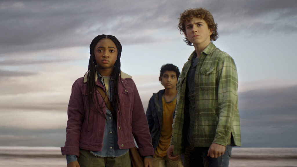 Leah Sava Jeffries, Aryan Simhadri, and Walker Scobell in 'Percy Jackson and the Olympians'