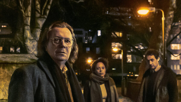 Gary Oldman, Rosalind Eleazar, and Dustin Demri-Burns in 'Slow Horses'